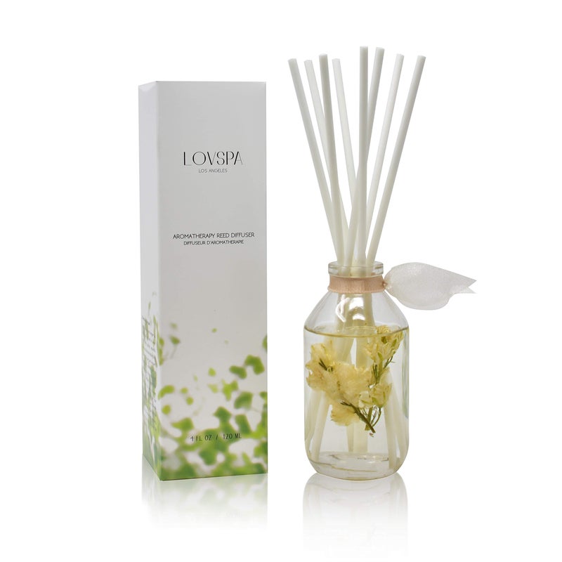 LOVSPA Reed Diffuser Set, Coconut Cabana Scented Oil Diffuser with Sticks, Home Fragrance Accessories for Bathroom Shelf Decor, Aroma Diffusers for Home or Office Desk, USA Made - Image 1